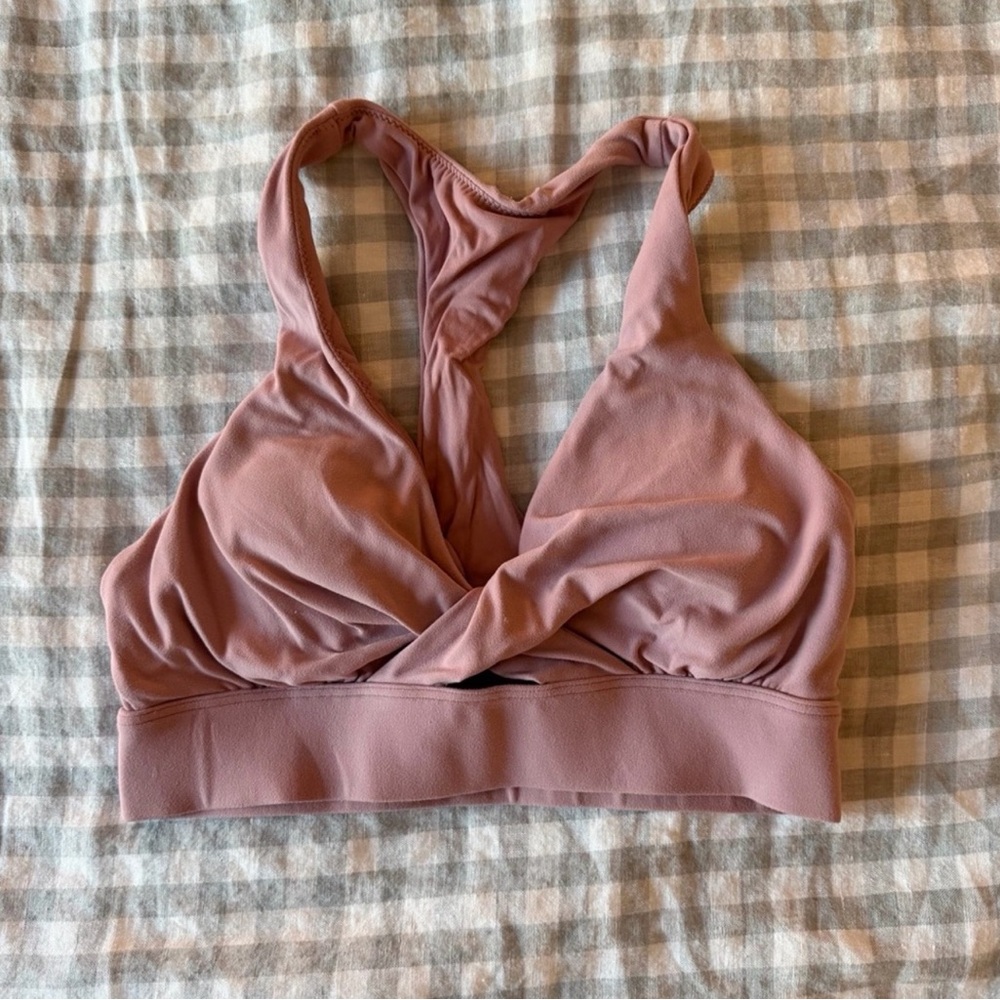 Lululemon Sweet Awakenings bra purple/pink color front twist detail racerback